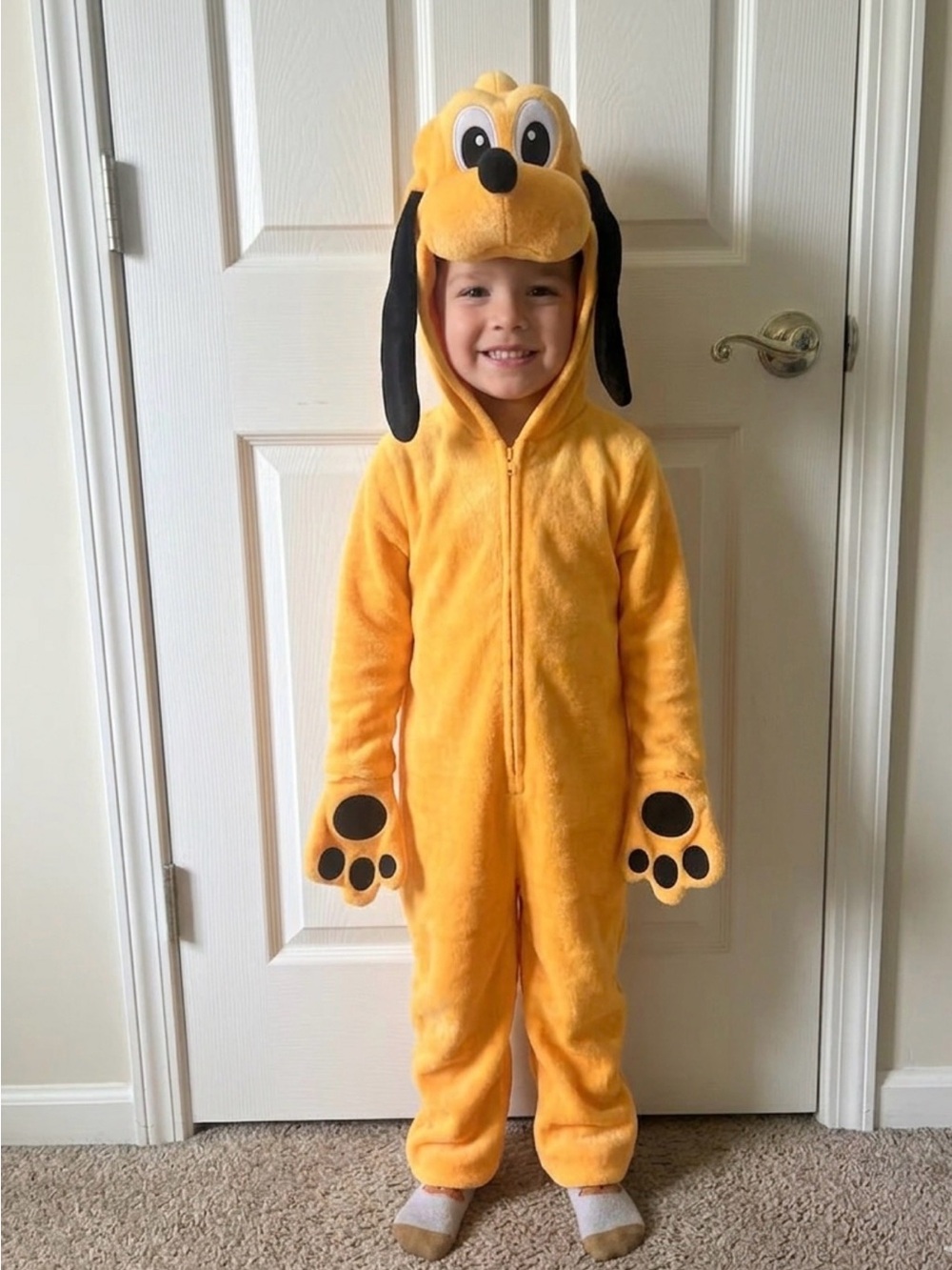 Disney Yellow Pluto Plush Hooded Kids Costume Onesie 4T